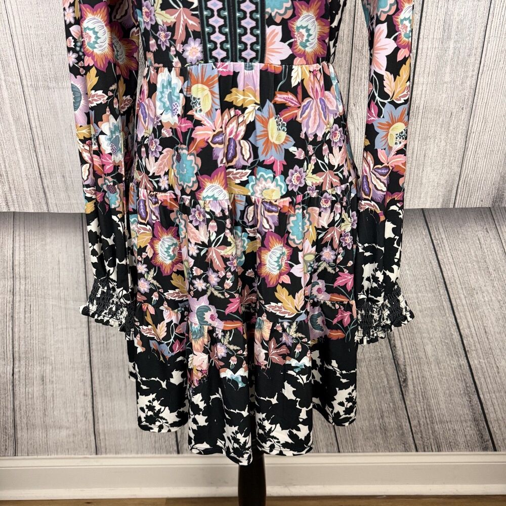 Hale Bob Women's Small Multicolor Floral Long Sleeve Sempronia Jersey Dress - Picture 4 of 8
